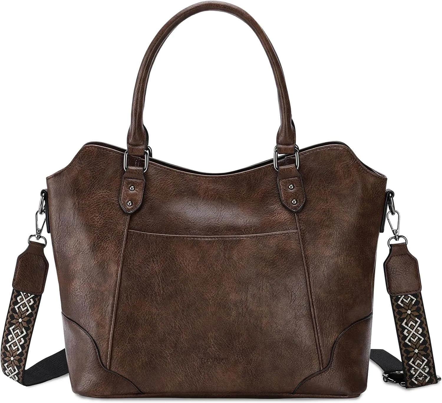 RAVUO Hobo Bag for Women, Vegan Leather Top Handle Handbag Shoulder Purse Chic Ladies Crossbody Bag W Guitar Strap