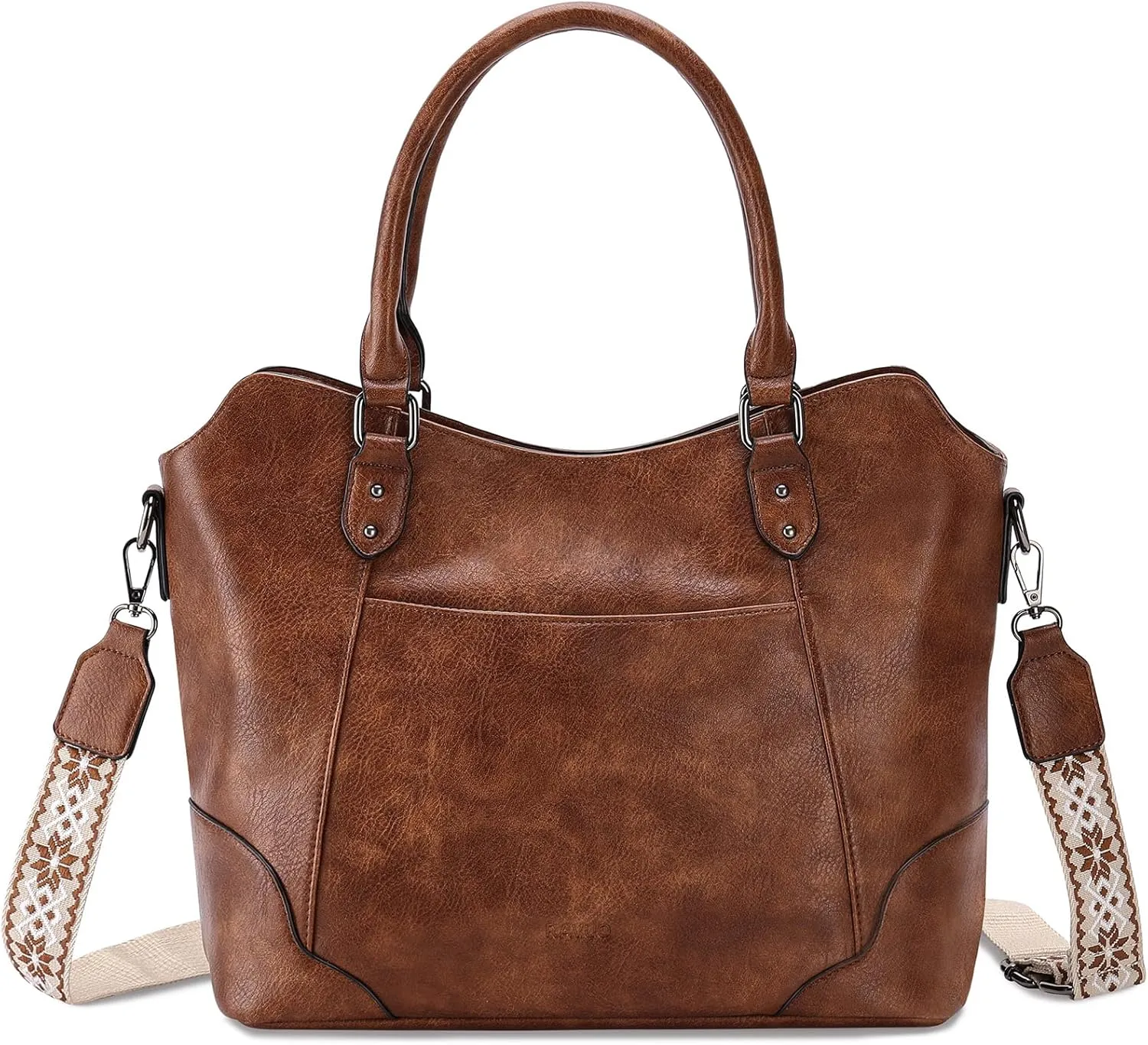 RAVUO Hobo Bag for Women, Vegan Leather Top Handle Handbag Shoulder Purse Chic Ladies Crossbody Bag W Guitar Strap