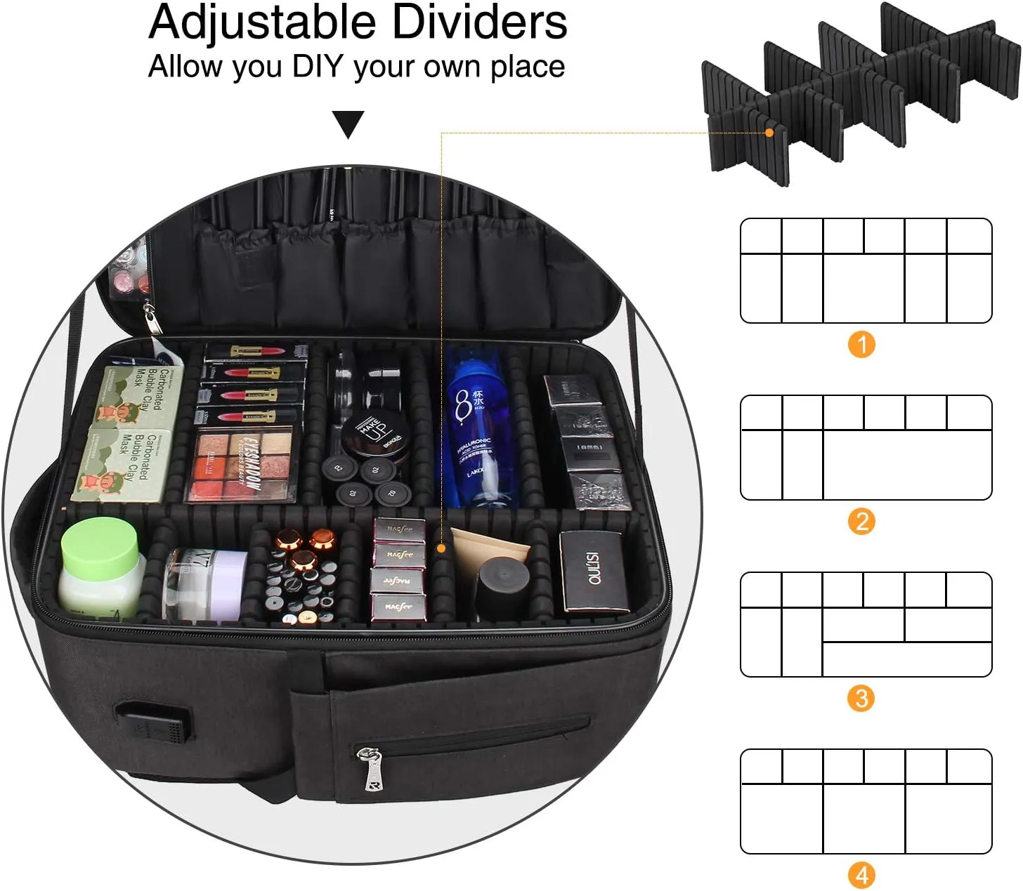 Relavel Makeup Backpack, Professional Makeup Case Extra Large Travel Train Case Makeup Bag for Women Cosmetic Organizer, Makeup Brush Storage Holder, Makeup Artist Kit, with Adjustable High Dividers