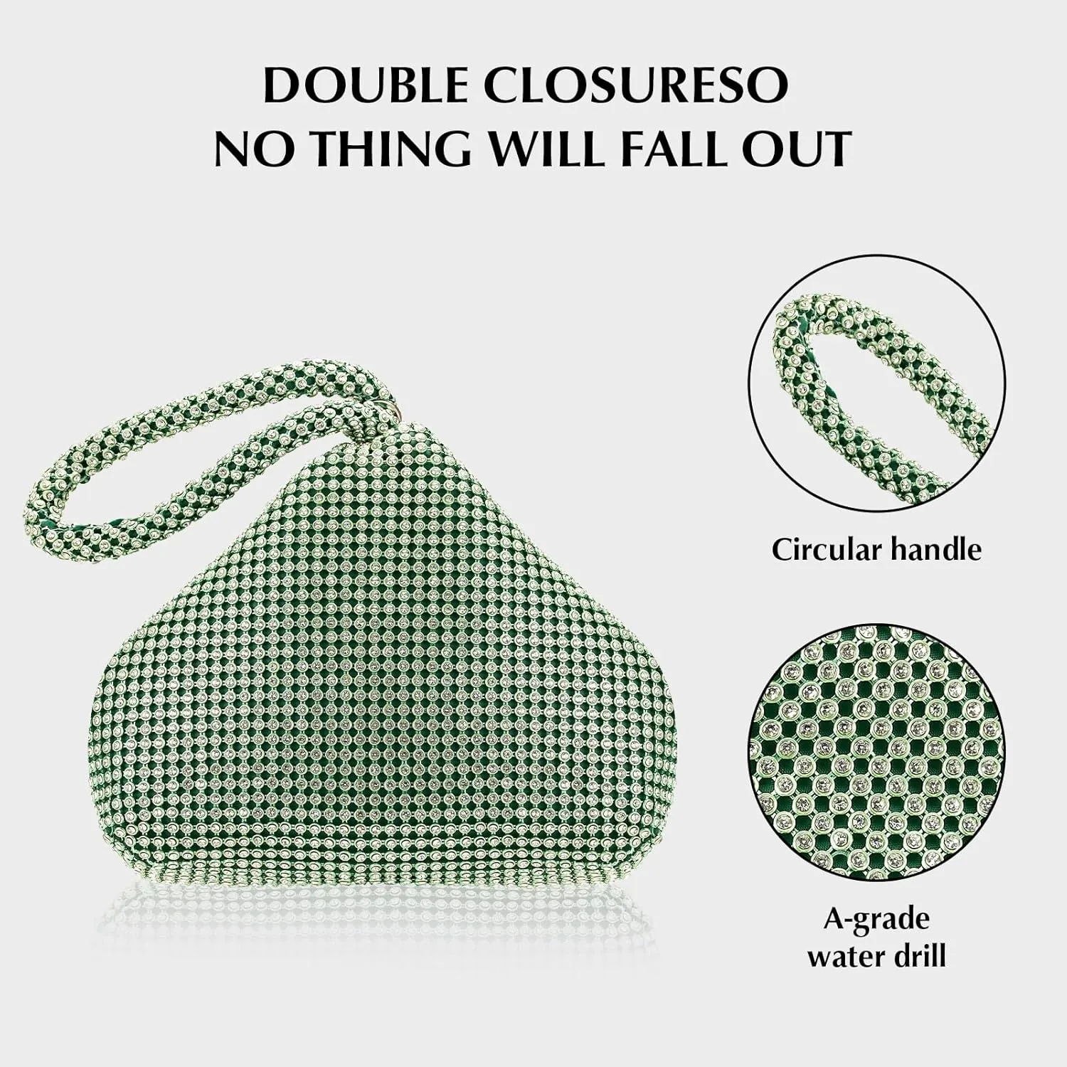 Rhinestone Clutch Purses Evening Handbags for Women's Vintage Elegant Triangle Purse for 1920s Party Wedding