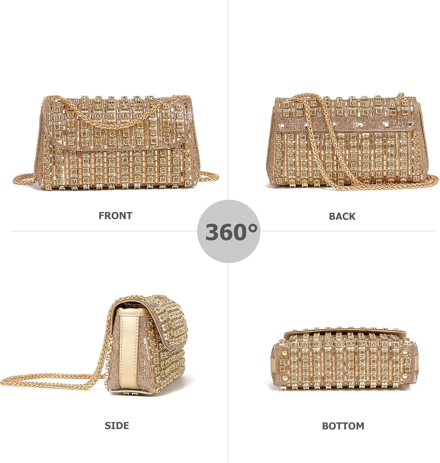 Rhinestones Clutch Purses for Women Chain Shoulder Bags Sparkly Evening Bags for Cocktail Prom Party Wedding