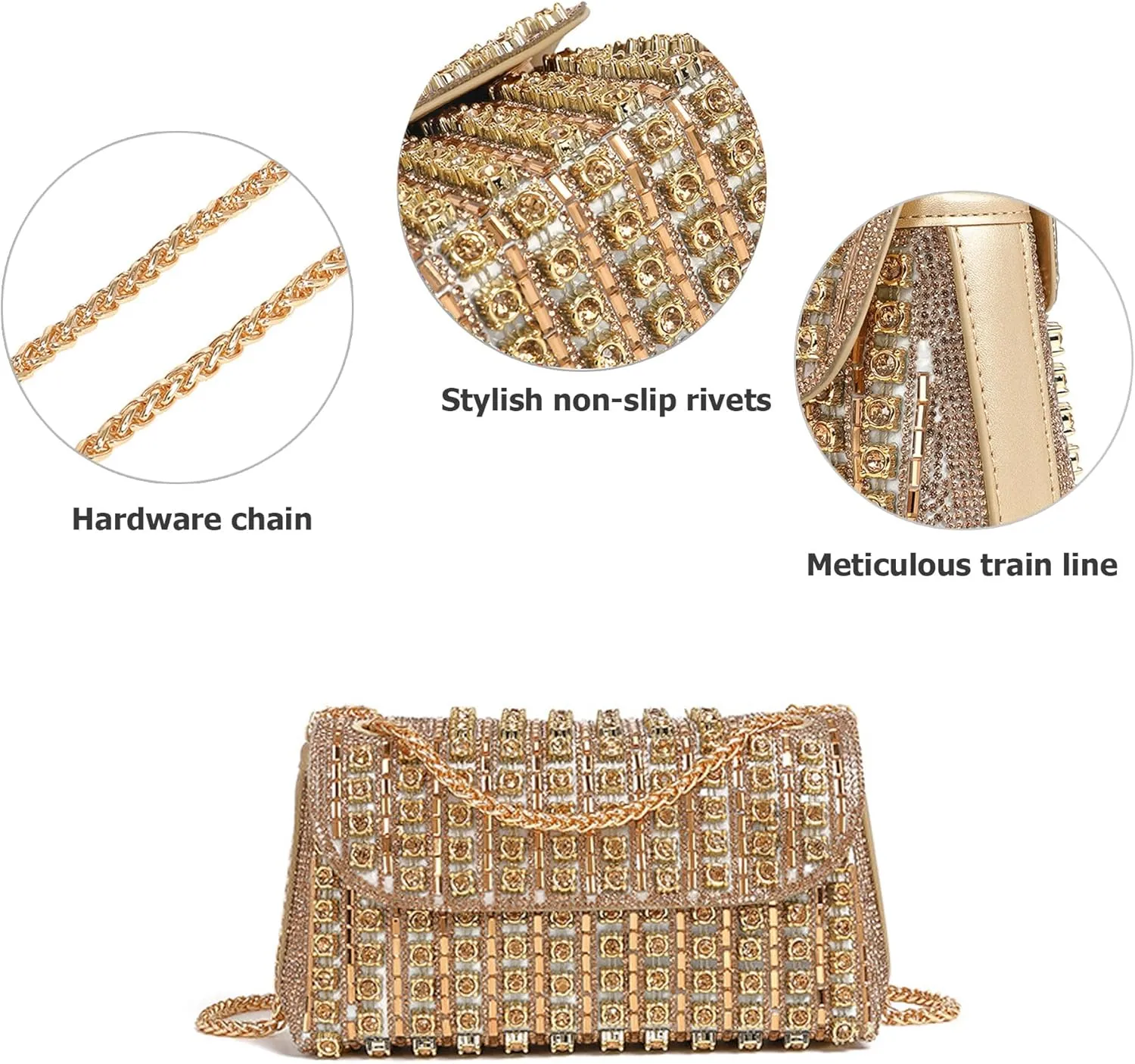 Rhinestones Clutch Purses for Women Chain Shoulder Bags Sparkly Evening Bags for Cocktail Prom Party Wedding