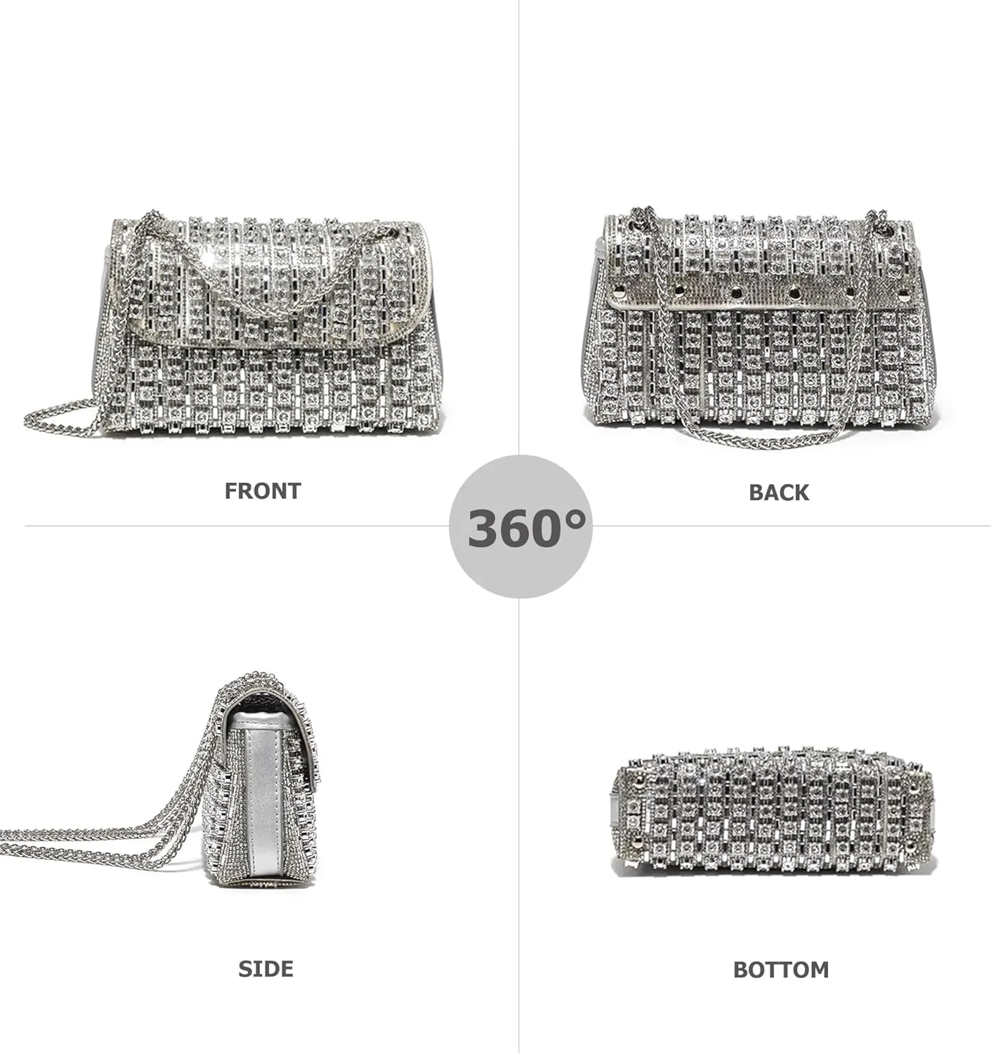 Rhinestones Clutch Purses for Women Chain Shoulder Bags Sparkly Evening Bags for Cocktail Prom Party Wedding