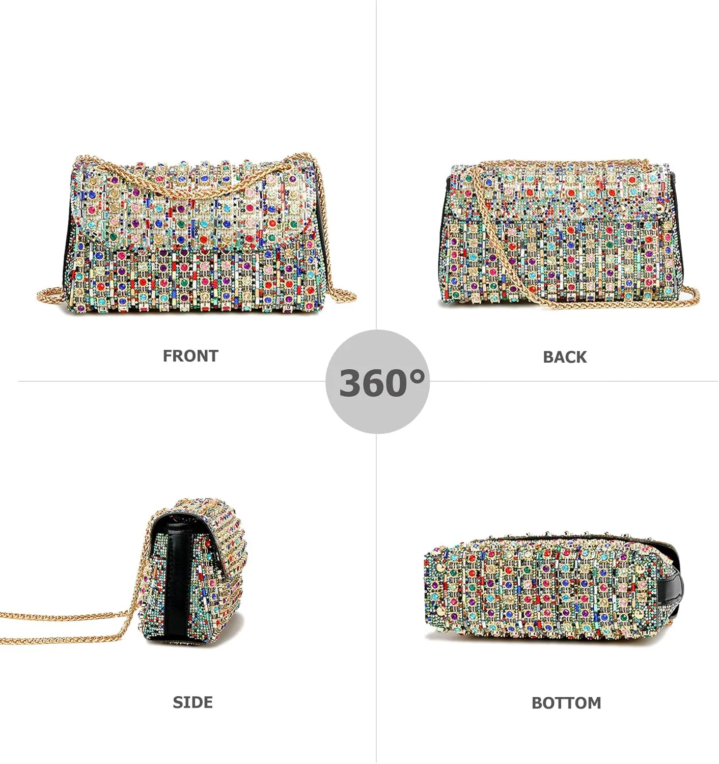 Rhinestones Clutch Purses for Women Chain Shoulder Bags Sparkly Evening Bags for Cocktail Prom Party Wedding