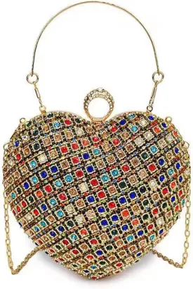 Rhinestones Heart Shape Clutch Purses for Women Sparkly Evening Bags for Prom Cocktail Party Wedding Purse