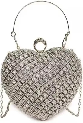Rhinestones Heart Shape Clutch Purses for Women Sparkly Evening Bags for Prom Cocktail Party Wedding Purse