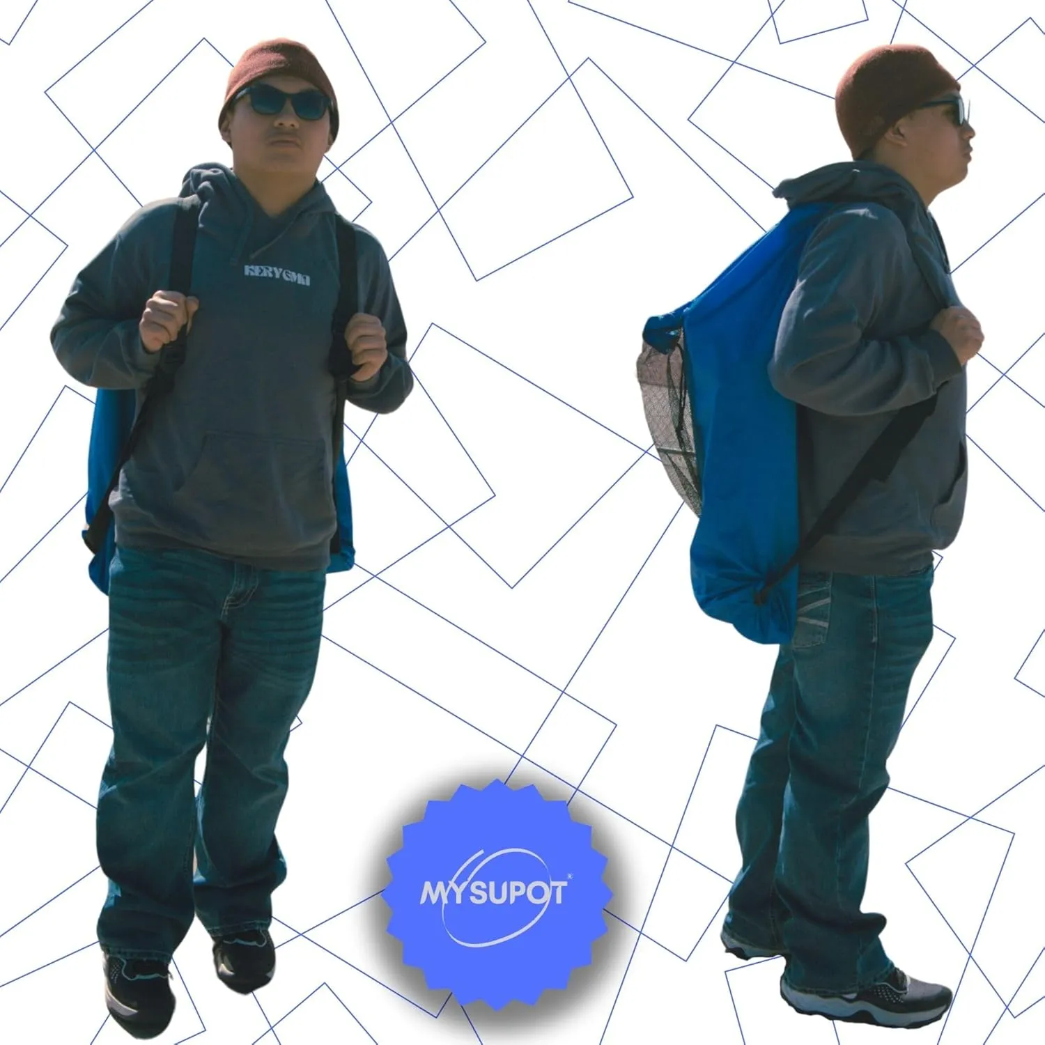 ROYAL BLUE (26" H x 14" Dia.) Tent Replacement Bag, Tent Bag. Also, for Flip Seat, Bleacher Seat, Booster Seat, Stroller, Laundry, & Camping. 420D Polyester w/Adjustable Straps & Mesh Pocket.