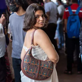 Royal Indian Peacock Motif Hobo Bag