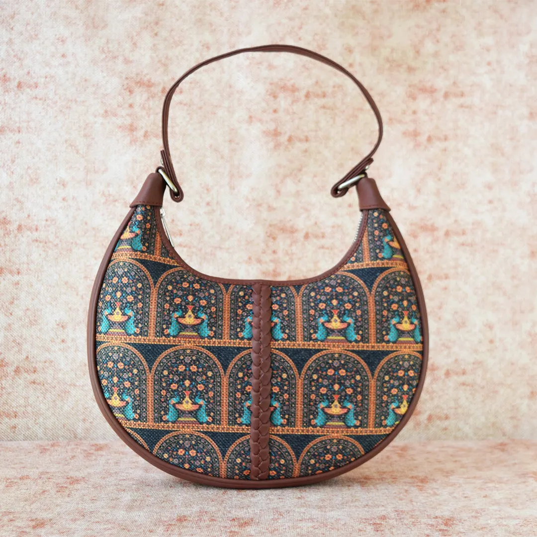 Royal Indian Peacock Motif Hobo Bag