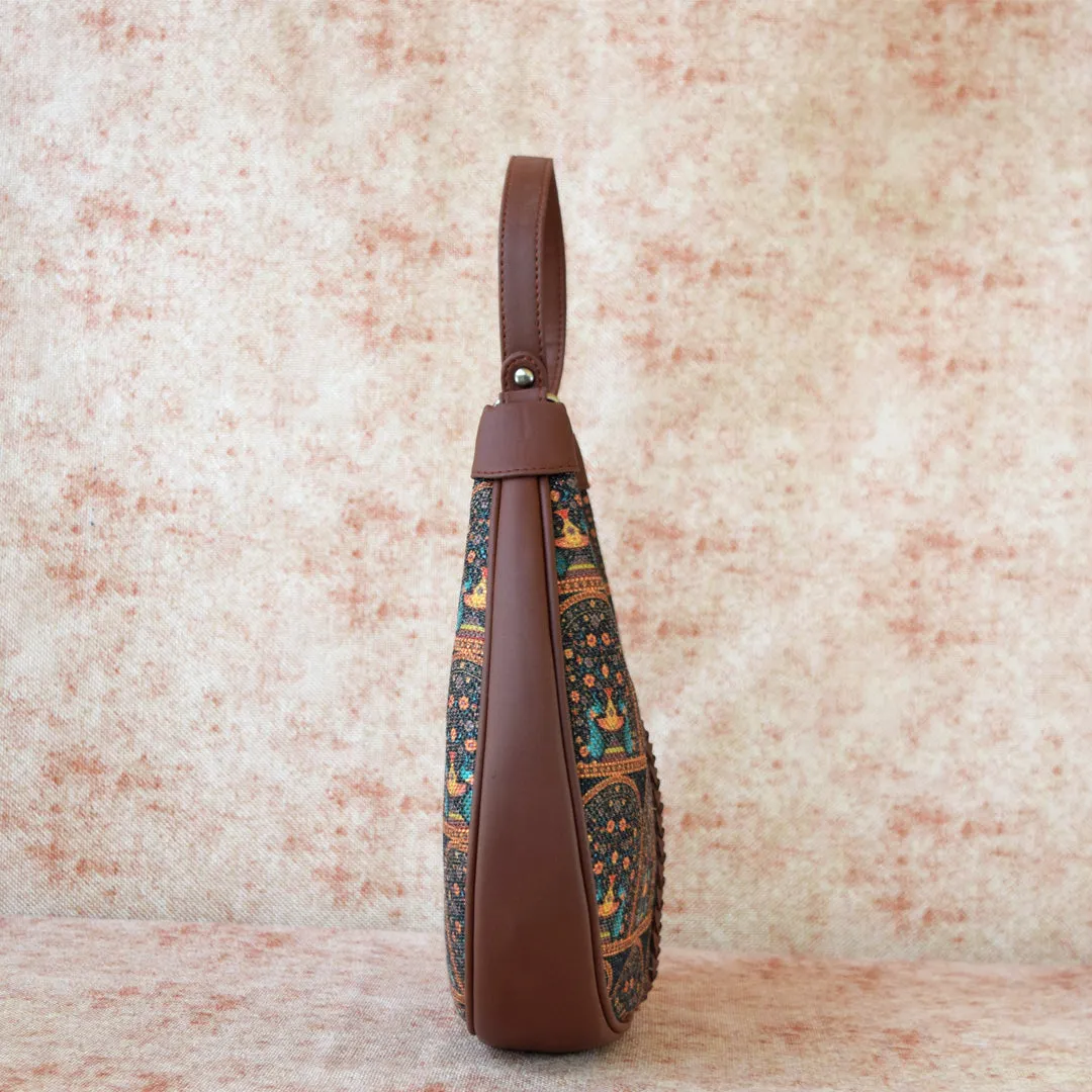 Royal Indian Peacock Motif Hobo Bag