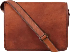 RUSTIC TOWN 15 inch Vintage Crossbody Genuine Leather Laptop Messenger Bag