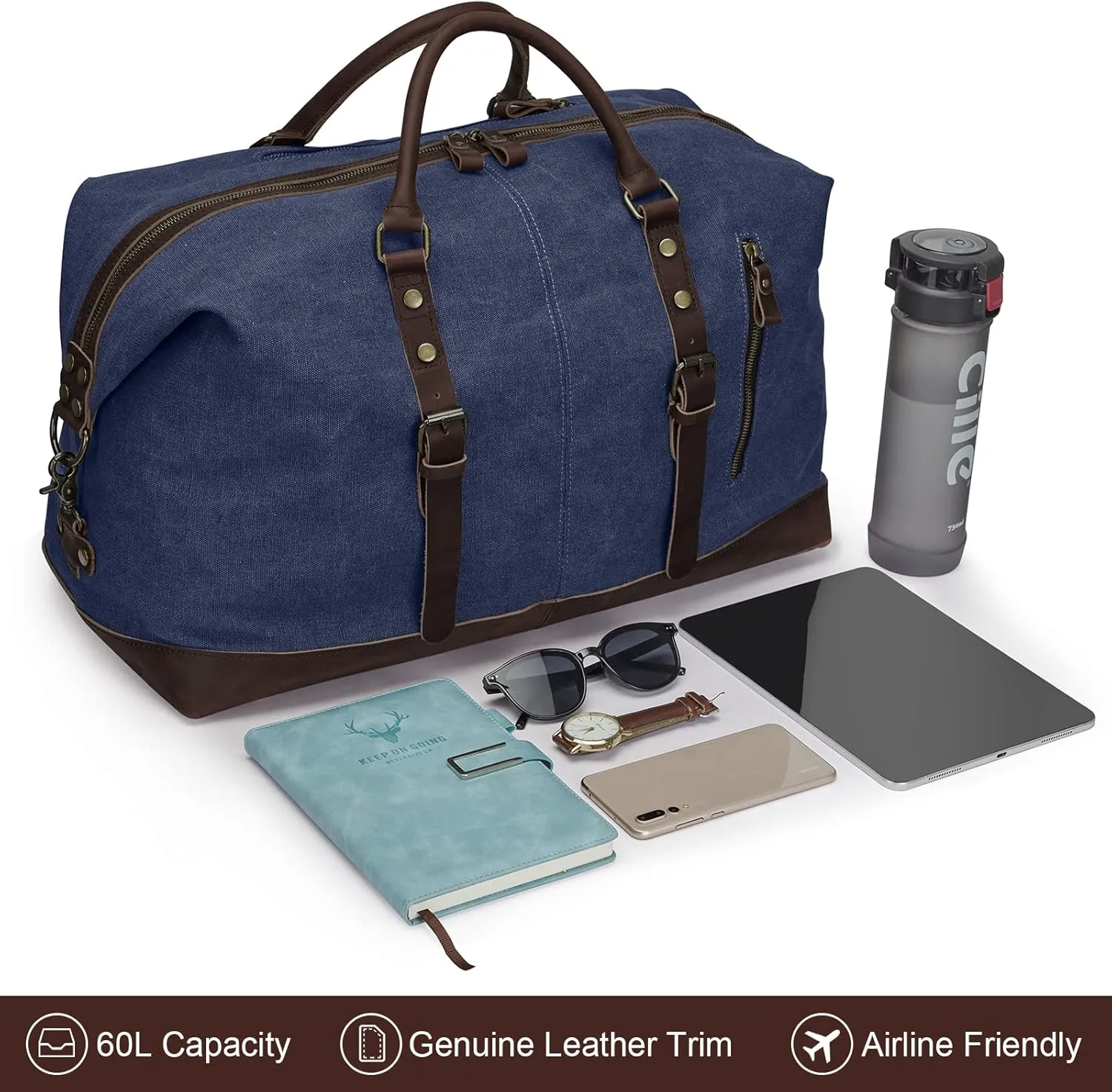 S-ZONE Duffle Bag for Travel Canvas Duffel Bag Carry on Weekender Bag for Men