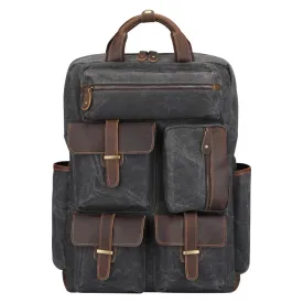 S-ZONE Vintage Crazy Horse Genuine Leather Backpack