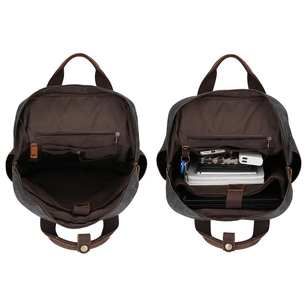 S-ZONE Vintage Crazy Horse Genuine Leather Backpack