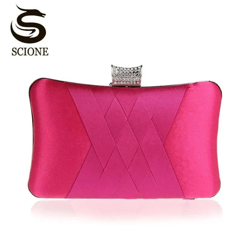 Satin Bride Clutch - Designer Evening Bag for Wedding Parties, Shoulder Bag 7395