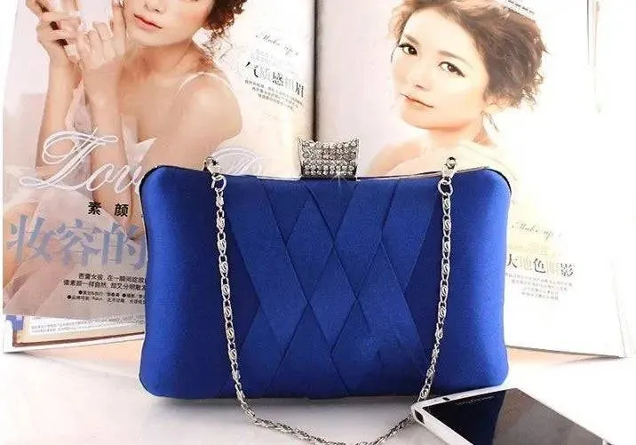 Satin Bride Clutch - Designer Evening Bag for Wedding Parties, Shoulder Bag 7395