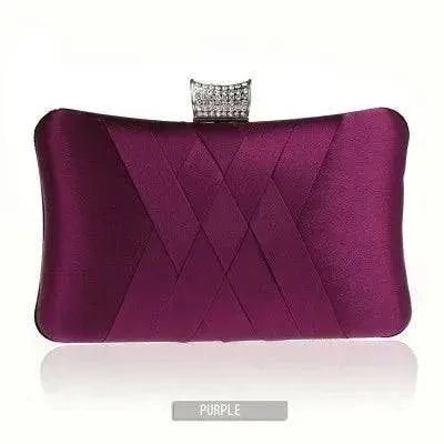 Satin Bride Clutch - Designer Evening Bag for Wedding Parties, Shoulder Bag 7395