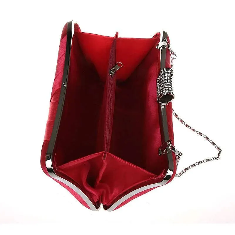 Satin Bride Clutch - Designer Evening Bag for Wedding Parties, Shoulder Bag 7395