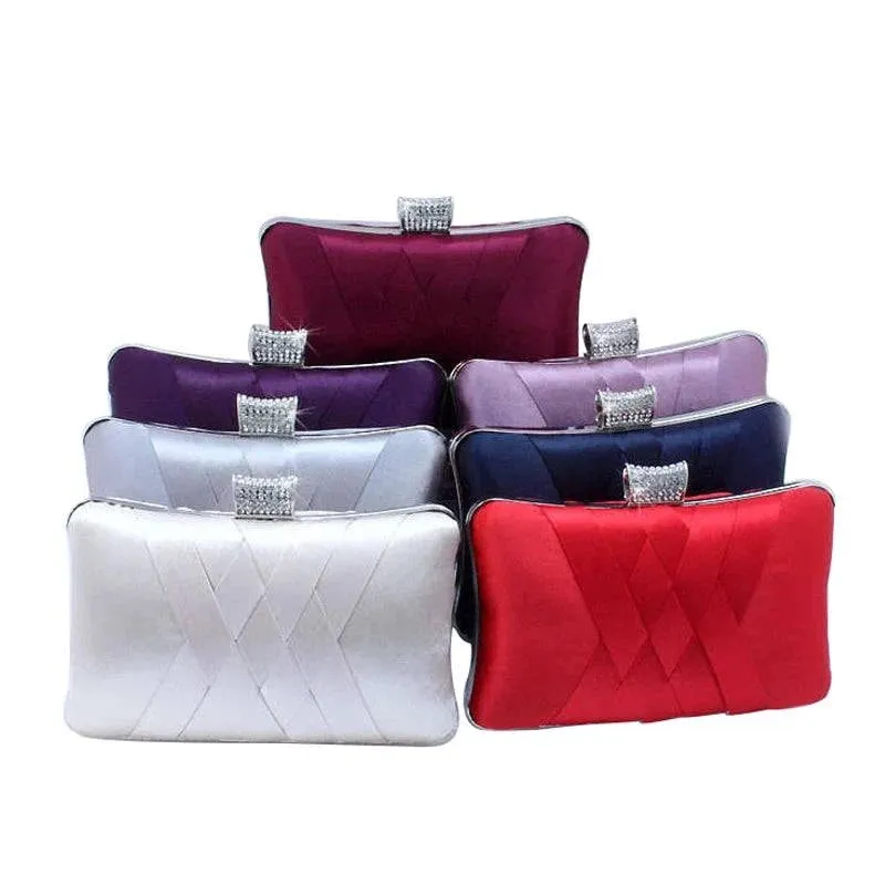 Satin Bride Clutch - Designer Evening Bag for Wedding Parties, Shoulder Bag 7395
