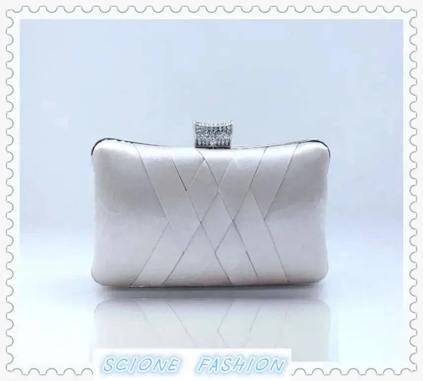 Satin Bride Clutch - Designer Evening Bag for Wedding Parties, Shoulder Bag 7395