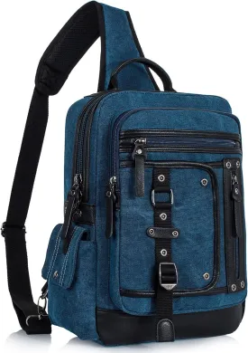 Schkleier Messenger Bag for Men Canvas Sling Bag Crossbody Backpack Laptop Shoulder Bag Hiking Daypacks Casual Tactical