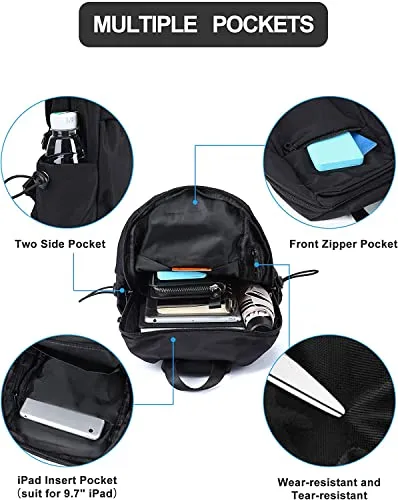 SEAFEW Black Small Sling Crossbody Backpack Shoulder Bag for Men Women wiht Wallet,, Lightweight One Strap Backpack Sling Anti-Theft Chest Bag Backpack for Hiking Walking Biking Travel Cycling