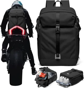 SEAFEW Helmet Backpack for Motorcycle Riders, Waterproof Large Capacity Backpack with Holder, Helmet Bag Storage Hiking Cycling Motorcycle Backpacks for Men Black