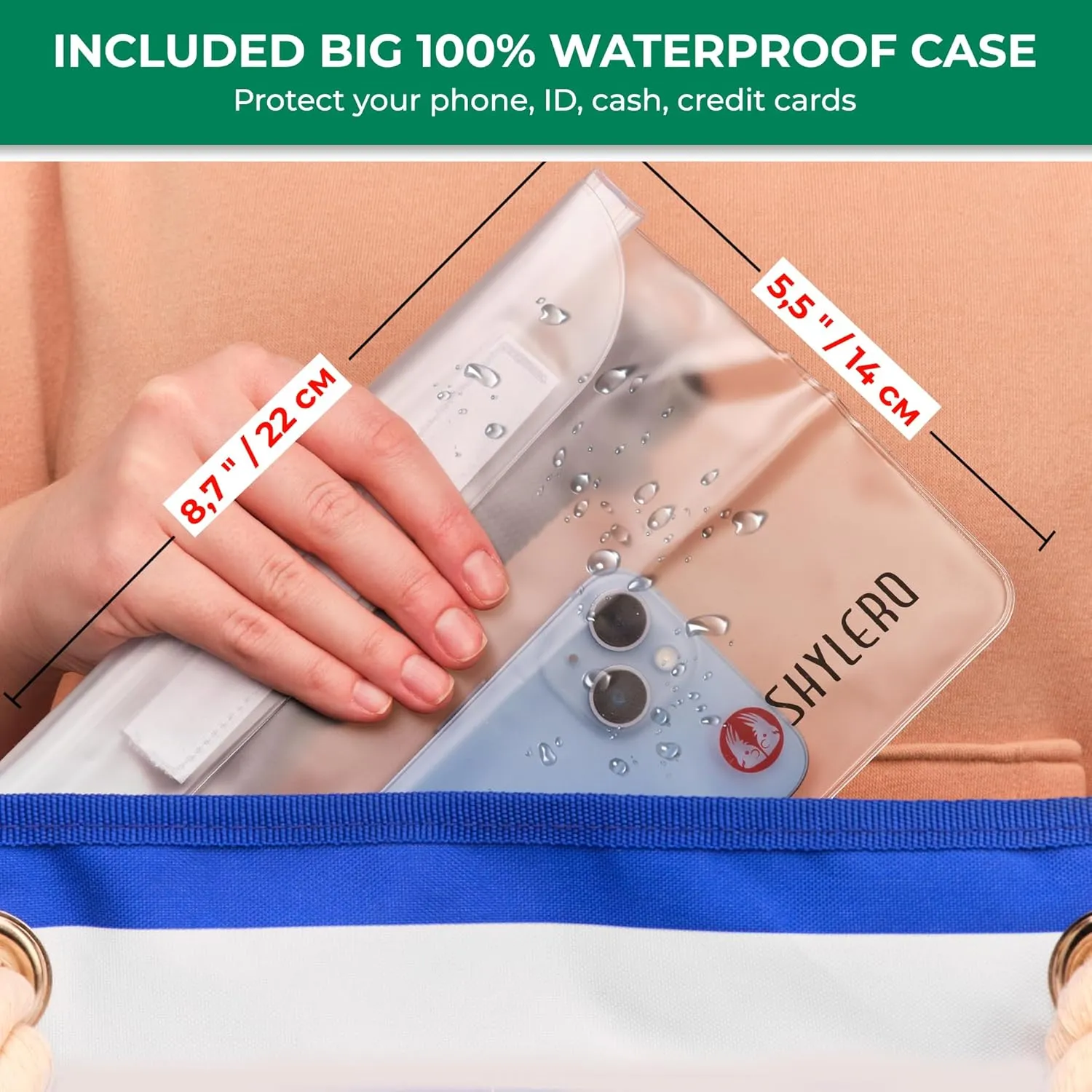 SHYLERO Beach Bag and Pool Bag Has Airtight Pouch, Magnetic Snap Closure. Beach Tote is Water Resistant. Family Size