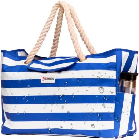SHYLERO Beach Bag and Pool Bag Has Airtight Pouch, Magnetic Snap Closure. Beach Tote is Water Resistant. Family Size