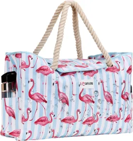 SHYLERO Beach Bag and Pool Bag Has Airtight Pouch, Magnetic Snap Closure. Beach Tote is Water Resistant. Family Size
