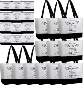 Silkfly 32 Pcs Inspirational Bag Canvas Tote Bag with Zipper Reusable Motivational Make up Bag Set for Women Friend Coworker