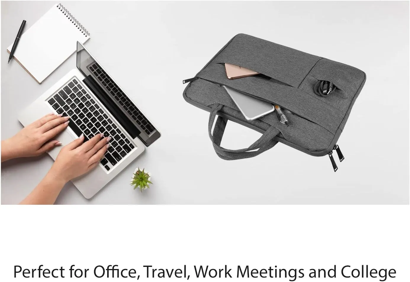 Slim Thin Lightweight 15.6 in Laptop Carrying Case Briefcase Bag for School, College, Professional Executives, Work Meetings