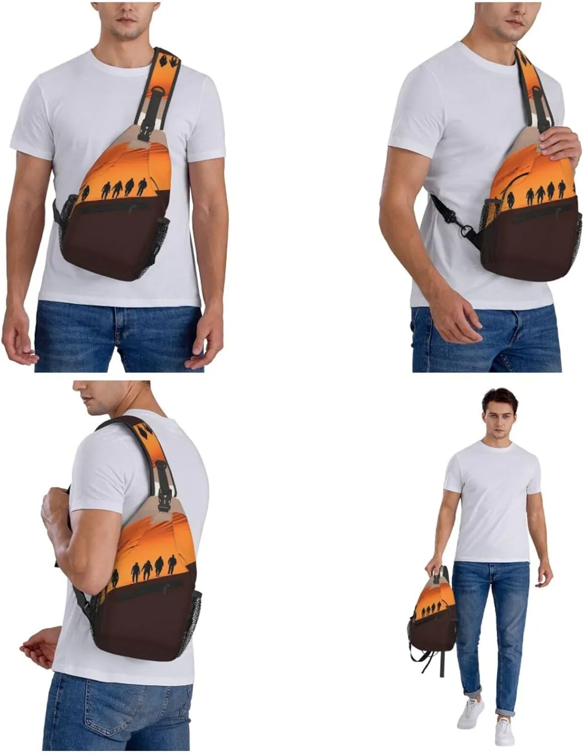 Sling Bag Crossbody Shoulder Bag Cross Chest Bag Color butterfly pattern Sling Backpack Travel Hiking Daypack