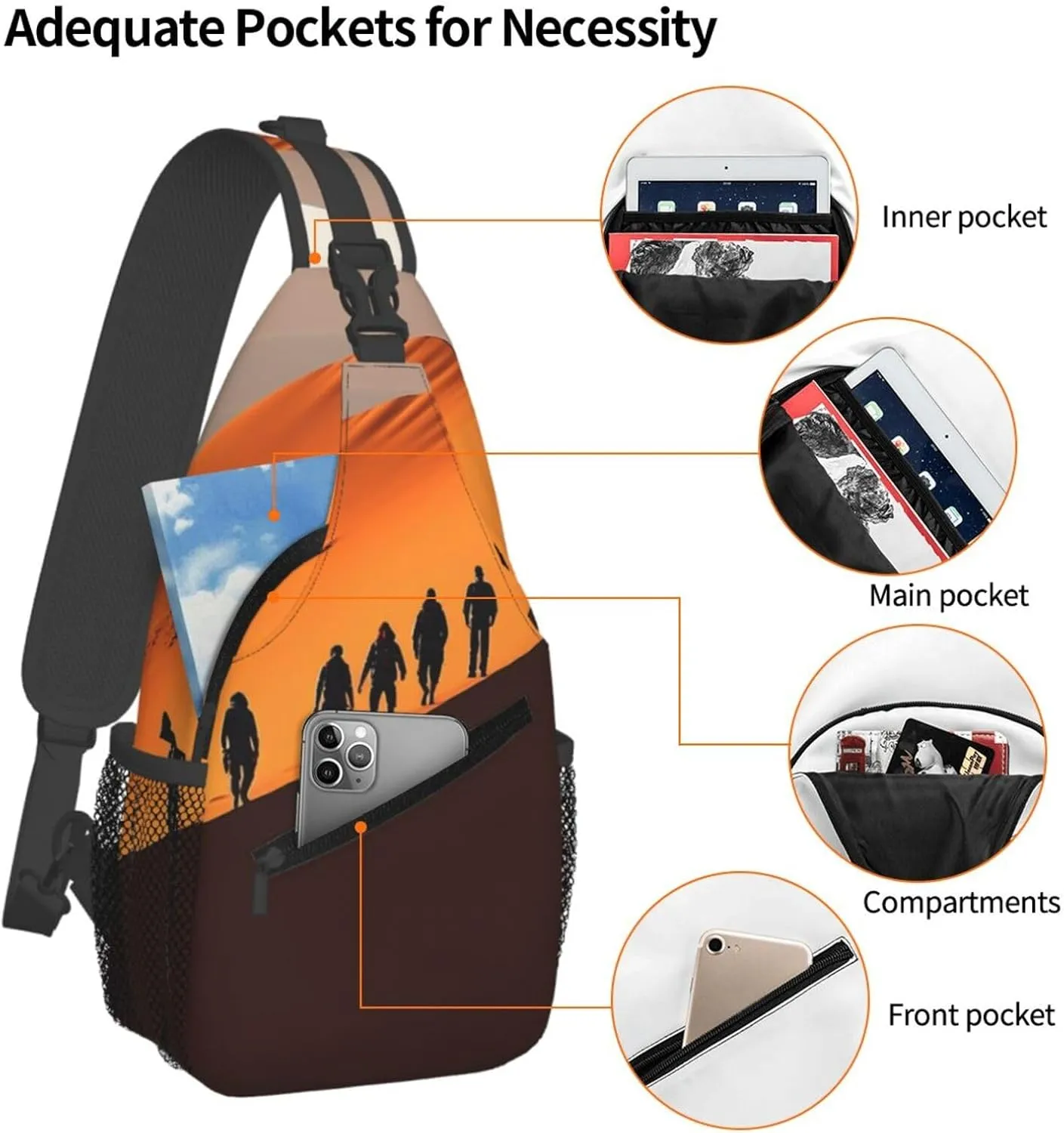 Sling Bag Crossbody Shoulder Bag Cross Chest Bag Color butterfly pattern Sling Backpack Travel Hiking Daypack
