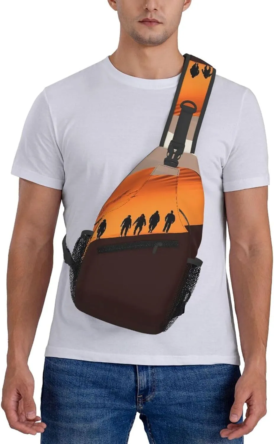 Sling Bag Crossbody Shoulder Bag Cross Chest Bag Color butterfly pattern Sling Backpack Travel Hiking Daypack