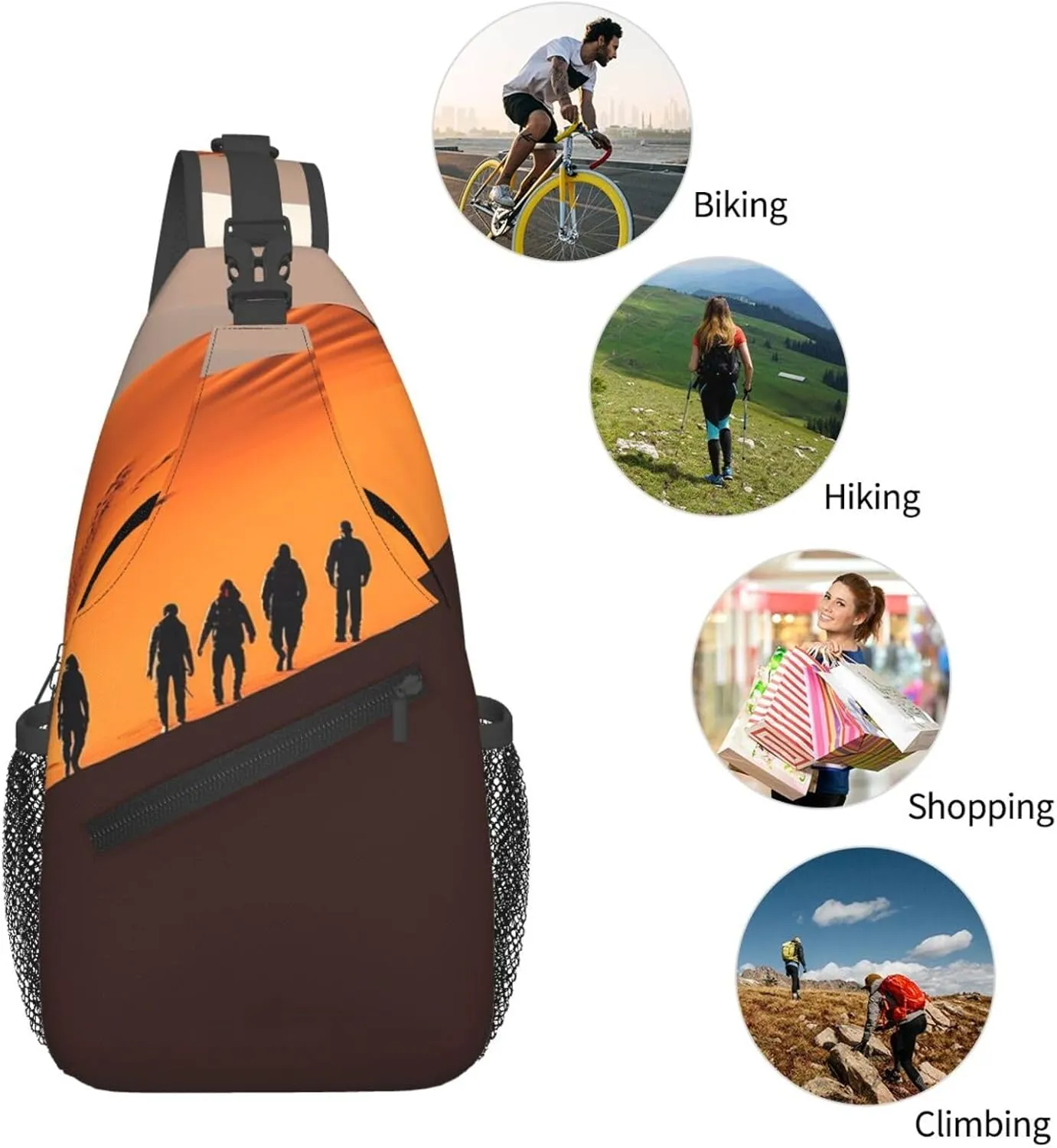 Sling Bag Crossbody Shoulder Bag Cross Chest Bag Color butterfly pattern Sling Backpack Travel Hiking Daypack