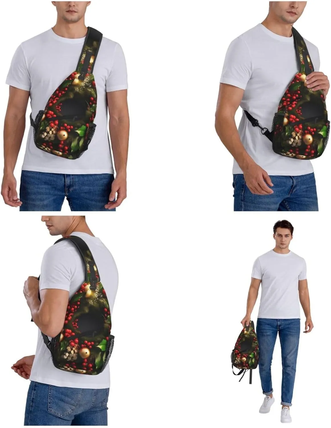 Sling Bag Crossbody Shoulder Bag Cross Chest Bag Color butterfly pattern Sling Backpack Travel Hiking Daypack