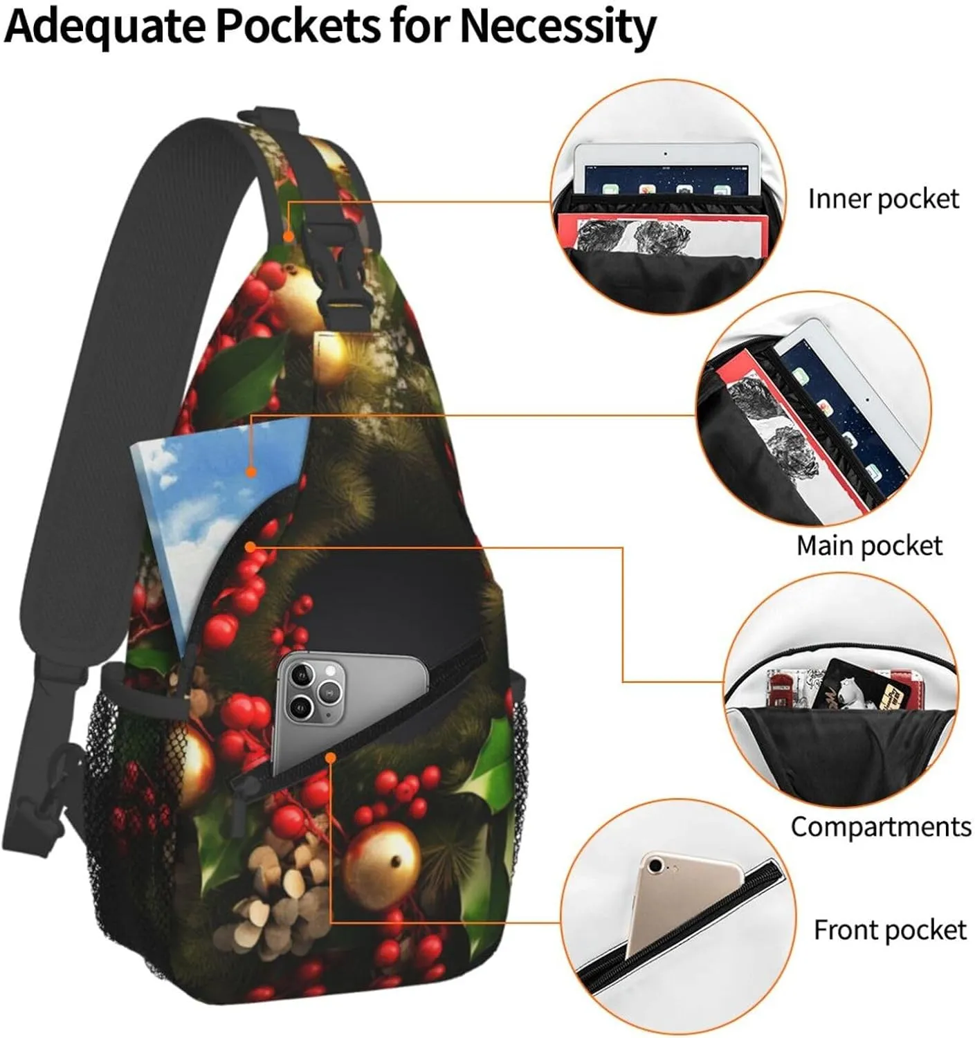 Sling Bag Crossbody Shoulder Bag Cross Chest Bag Color butterfly pattern Sling Backpack Travel Hiking Daypack