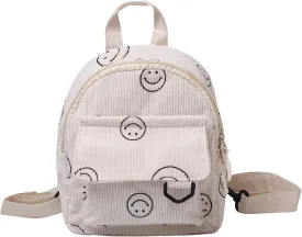 Small Backpack Purse Cute Mini Corduroy Bookbag Toddler Backpack School Bags for Women Girls Boys Teens Kids (beige)