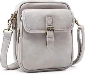 Small Messenger Bag Vegan Leather Crossbody Bag for Women Men, Vintage Cross Body Shoulder Purse with Card Slots
