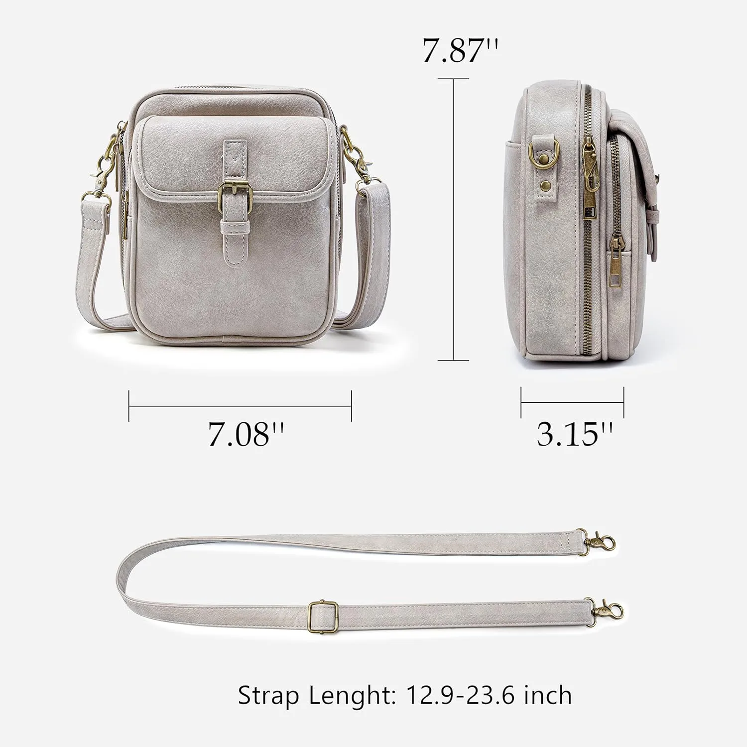 Small Messenger Bag Vegan Leather Crossbody Bag for Women Men, Vintage Cross Body Shoulder Purse with Card Slots