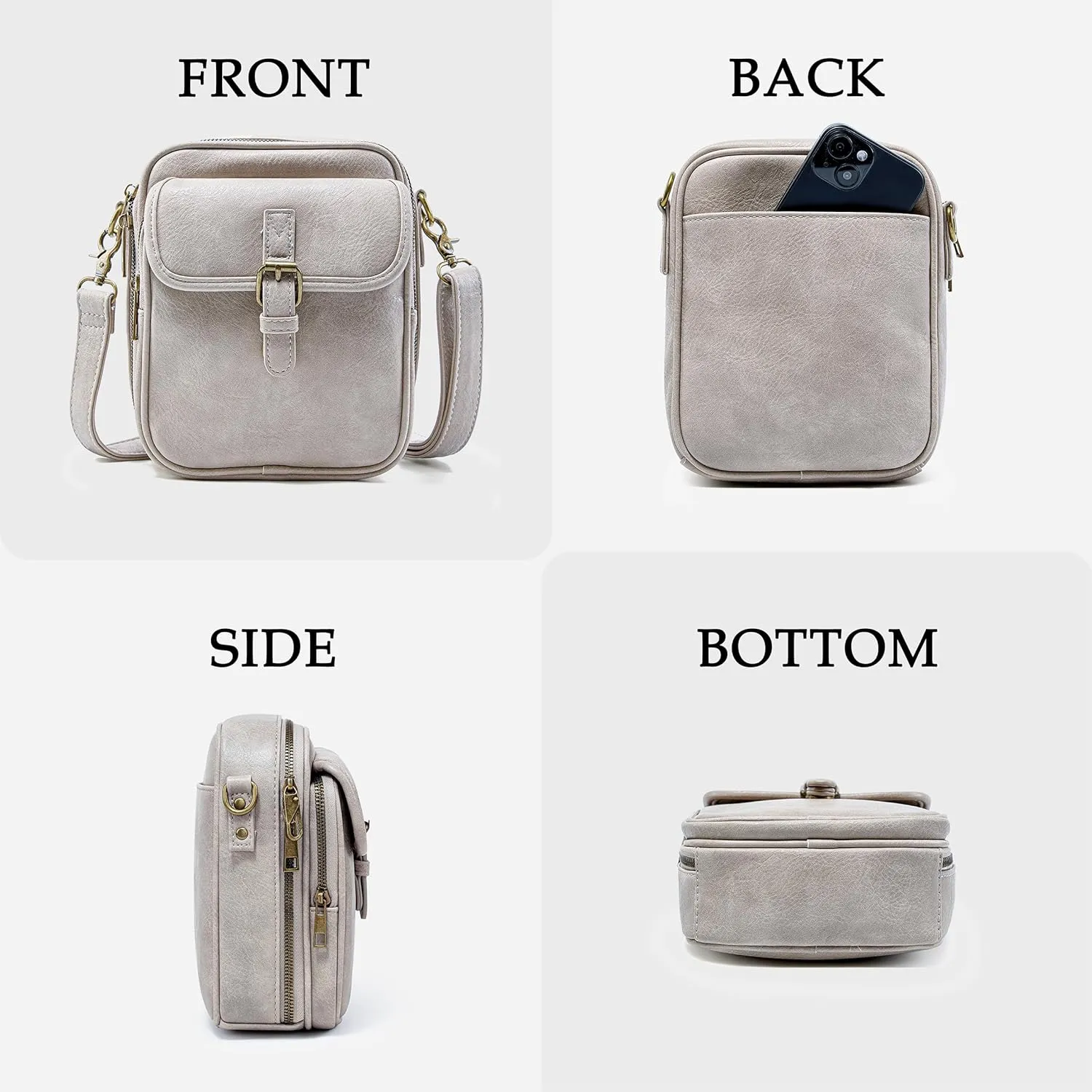 Small Messenger Bag Vegan Leather Crossbody Bag for Women Men, Vintage Cross Body Shoulder Purse with Card Slots