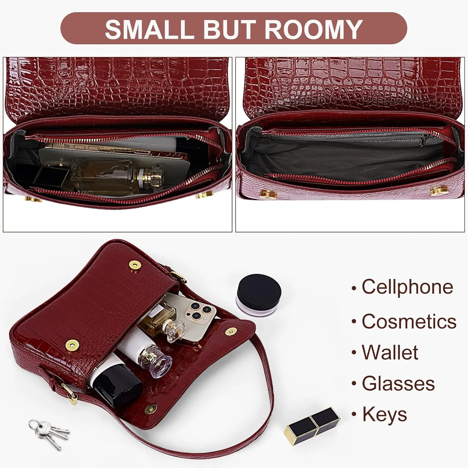 Small Shoulder Bag Y2K Purses for Women Crocodile Handbag Clutch Purse Classic Crossbody Bag Satchel Purse