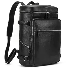 Soft Leather Travel Backpack 15.6 In Laptop Daypacks For
