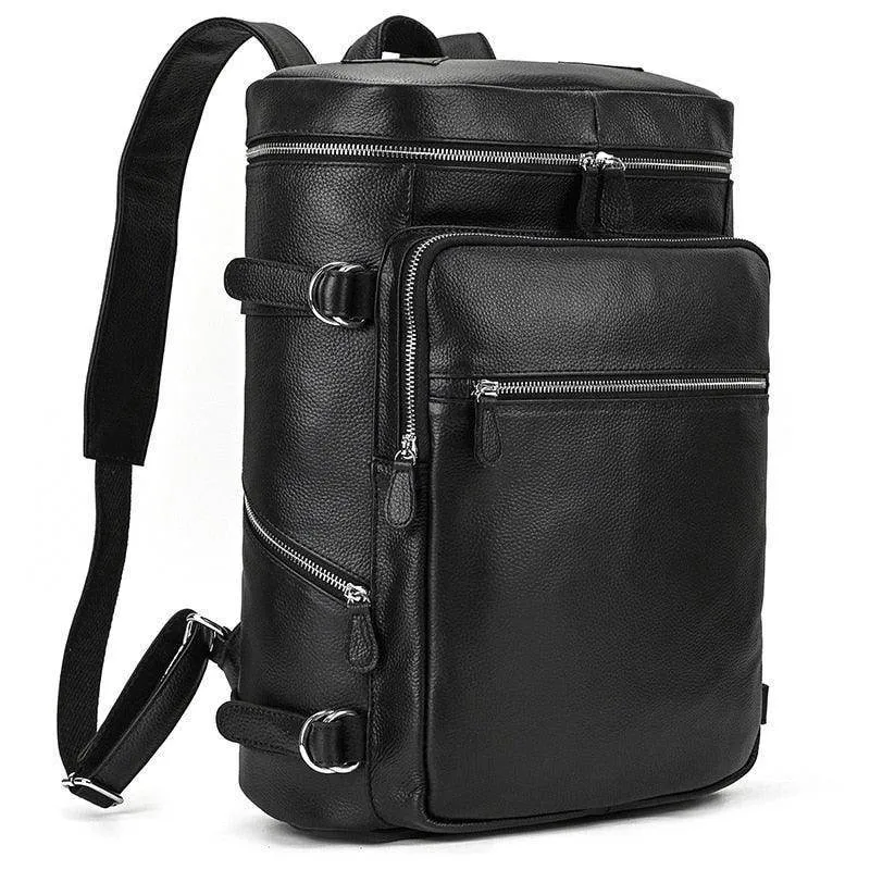 Soft Leather Travel Backpack 15.6 In Laptop Daypacks For