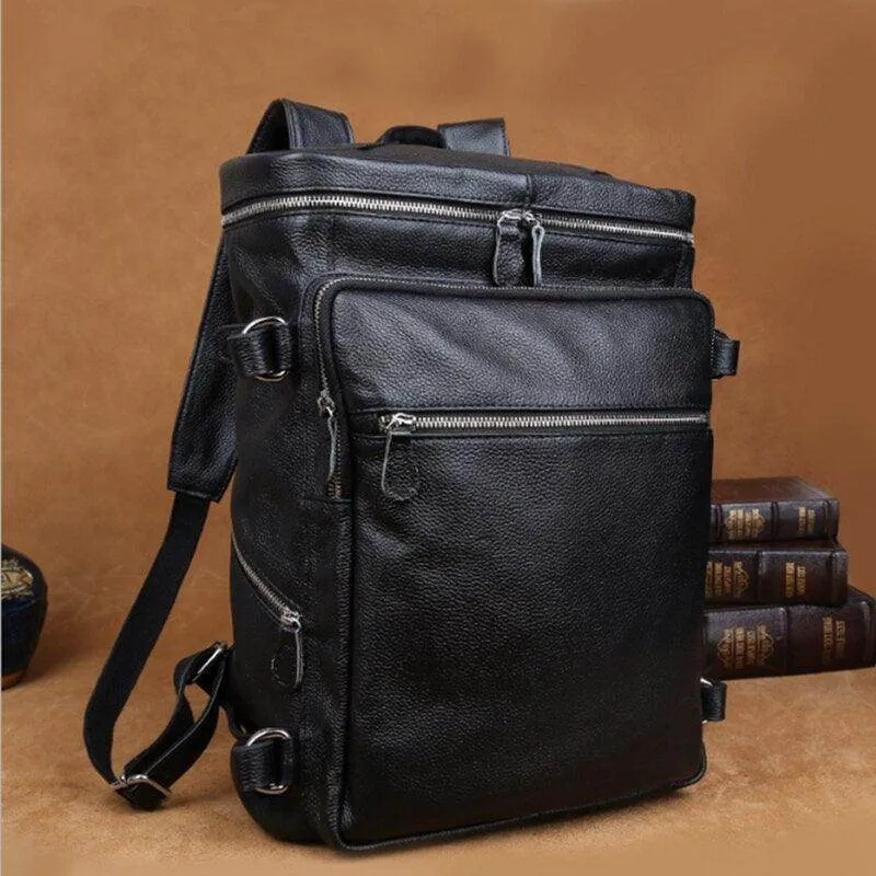 Soft Leather Travel Backpack 15.6 In Laptop Daypacks For