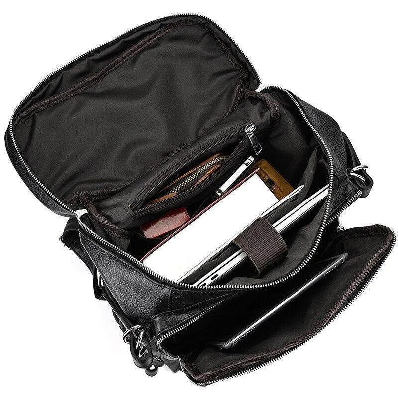 Soft Leather Travel Backpack 15.6 In Laptop Daypacks For