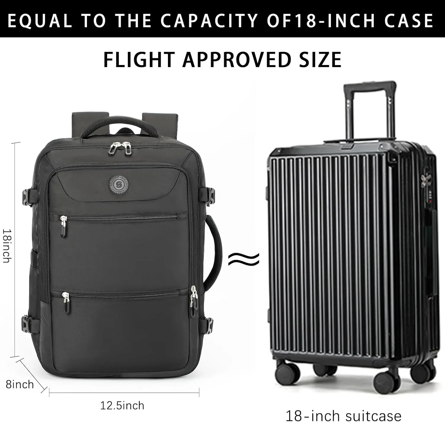 Sowaovut Travel Laptop Backpack, Extra Large Backpacks, Flight Approved Daypack, Business Bag Fit 17.3 inch Laptop for Men Women (Black)