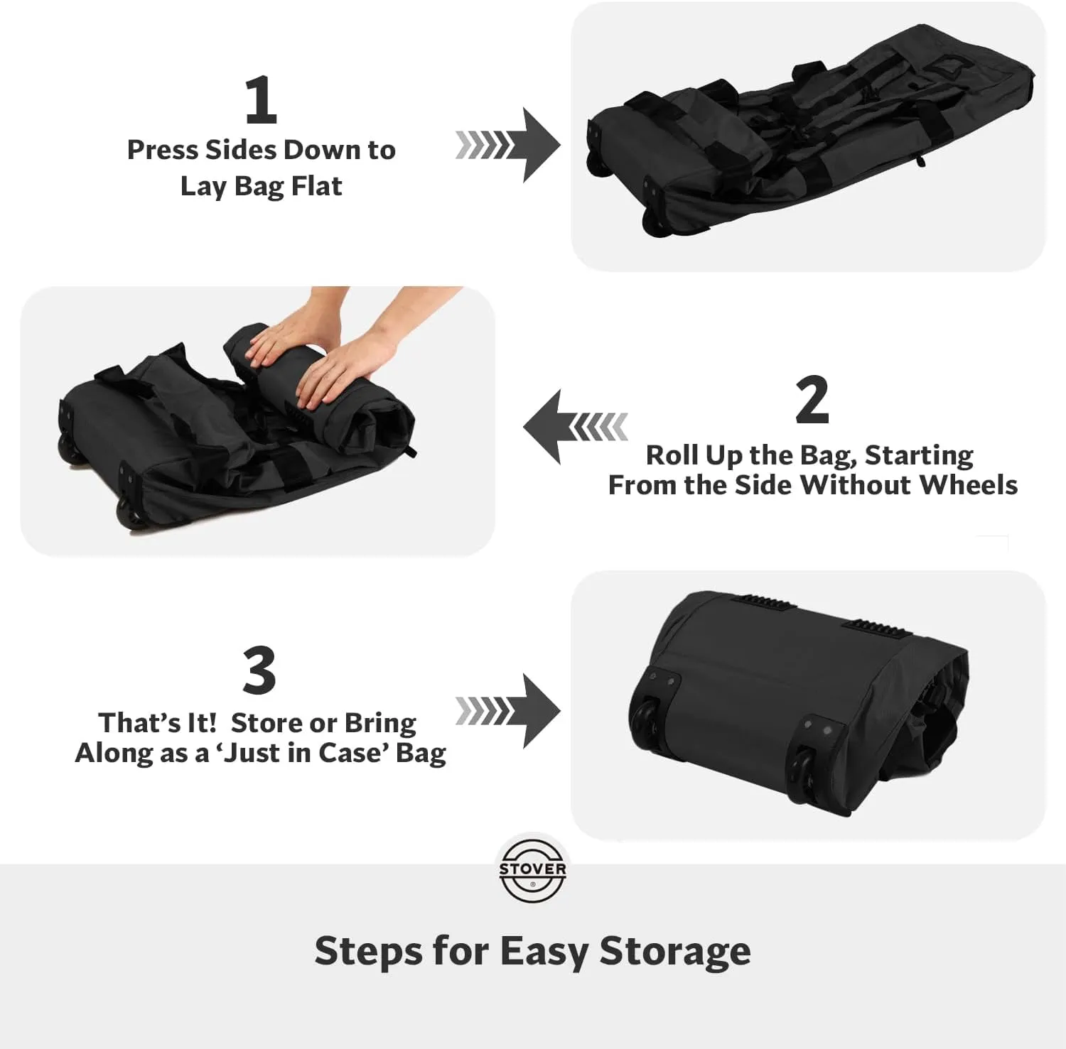 STOVER 80L Rolling Duffel Bag with Wheels, Large 31 Inch Durable Travel Duffle   Toiletry Bag, Heavy Duty, Packable, Foldable w/Shoulder Straps- Use as Luggage or Backpack, Men/Women (Black)