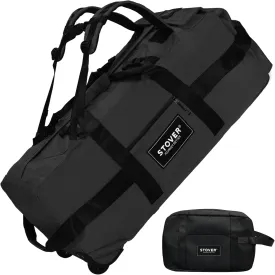 STOVER 80L Rolling Duffel Bag with Wheels, Large 31 Inch Durable Travel Duffle   Toiletry Bag, Heavy Duty, Packable, Foldable w/Shoulder Straps- Use as Luggage or Backpack, Men/Women (Black)